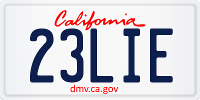 CA license plate 23LIE