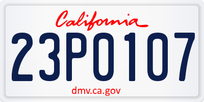 CA license plate 23P0107