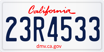 CA license plate 23R4533