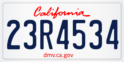 CA license plate 23R4534