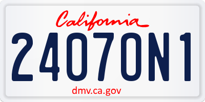 CA license plate 2407ON1