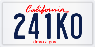 CA license plate 241KO