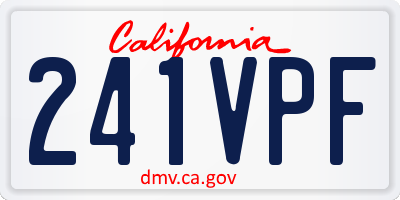 CA license plate 241VPF