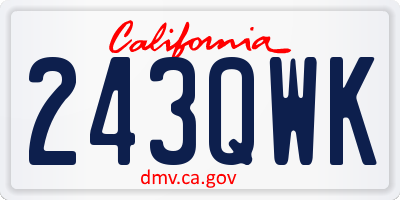 CA license plate 243QWK