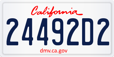 CA license plate 24492D2