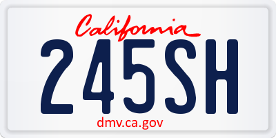 CA license plate 245SH