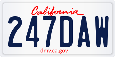 CA license plate 247DAW