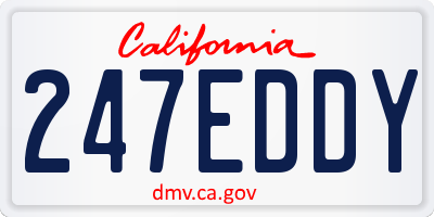 CA license plate 247EDDY