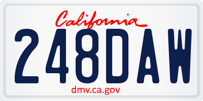 CA license plate 248DAW