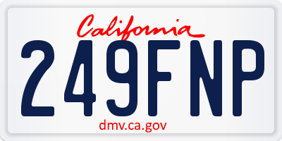 CA license plate 249FNP