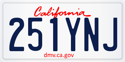 CA license plate 251YNJ