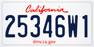 CA license plate 25346W1