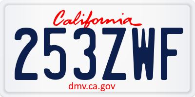 CA license plate 253ZWF