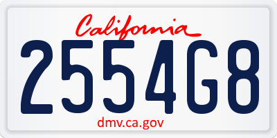 CA license plate 2554G8