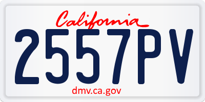 CA license plate 2557PV