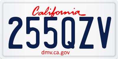 CA license plate 255QZV