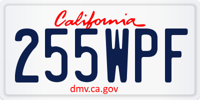 CA license plate 255WPF