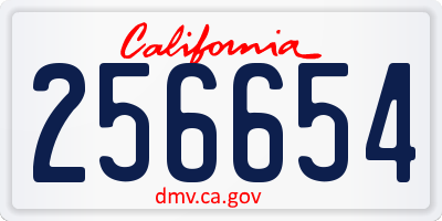 CA license plate 256654