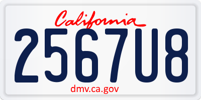 CA license plate 2567U8