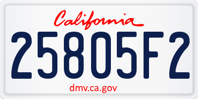 CA license plate 25805F2