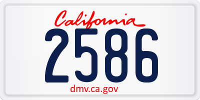 CA license plate 2586