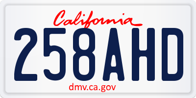 CA license plate 258AHD