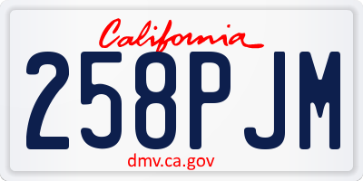 CA license plate 258PJM