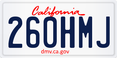 CA license plate 260HMJ