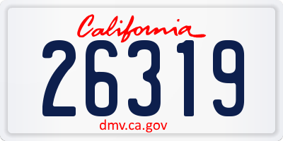 CA license plate 26319