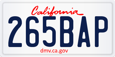 CA license plate 265BAP