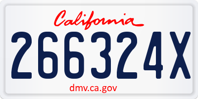 CA license plate 266324X