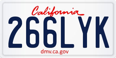 CA license plate 266LYK