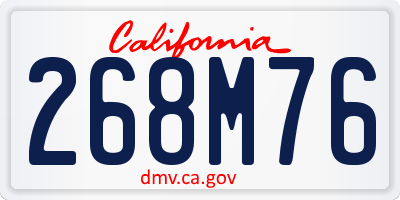 CA license plate 268M76