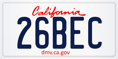 CA license plate 26BEC