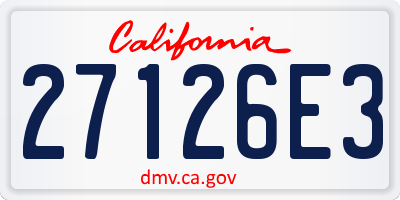 CA license plate 27126E3