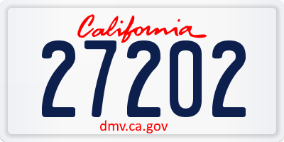 CA license plate 27202