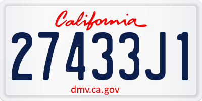 CA license plate 27433J1