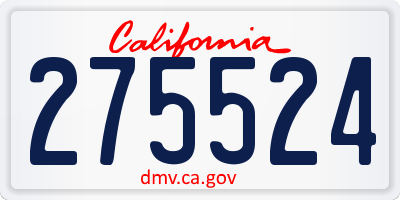 CA license plate 275524