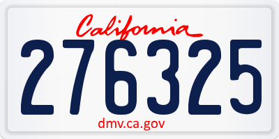 CA license plate 276325