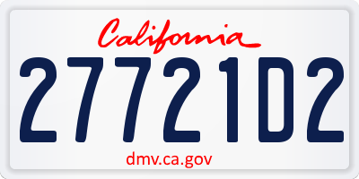 CA license plate 27721D2