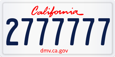 CA license plate 2777777