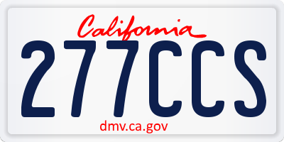 CA license plate 277CCS