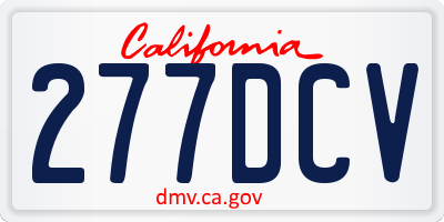 CA license plate 277DCV