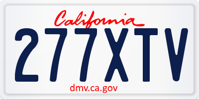 CA license plate 277XTV