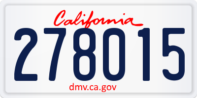 CA license plate 278015