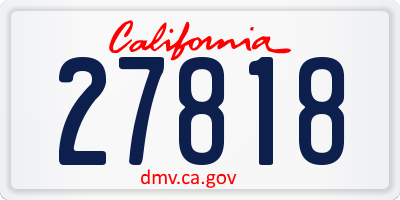 CA license plate 27818