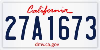 CA license plate 27A1673