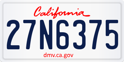 CA license plate 27N6375