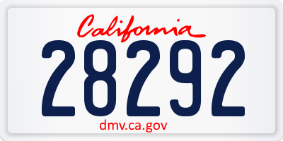 CA license plate 28292