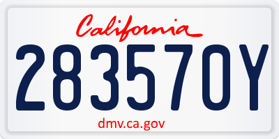 CA license plate 283570Y